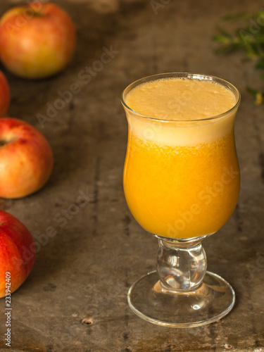apple juice fresh (smoothie). top view. copy space