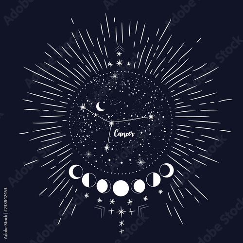 vintage retro vintage style engraving. horoscope , constellation , zodiac , space, star, vector illustration