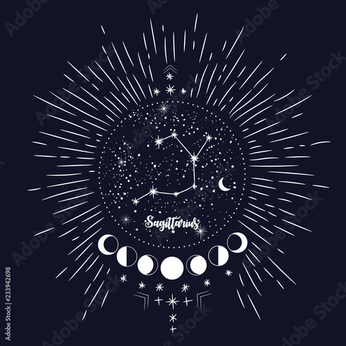 vintage retro vintage style engraving. horoscope , constellation , zodiac , space, star, vector illustration