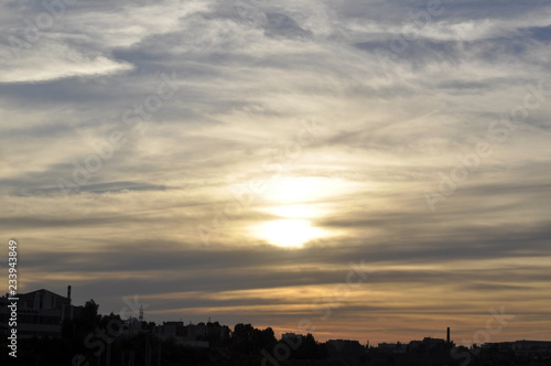 Magical view of gorgeous sunset over cityscape