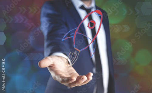 man hand racket in screen