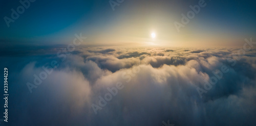 Fototapeta Naklejka Na Ścianę i Meble -  Aerial panoramic view of fog at Autumn, Lithuania