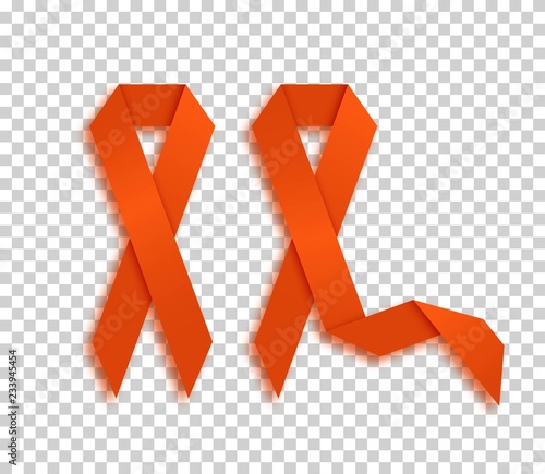 Red ribbons set isolated on a transparent background. Symbol of the fight against the AIDS