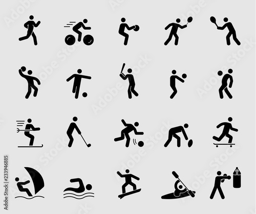 Silhouette icons set for Sports action 1