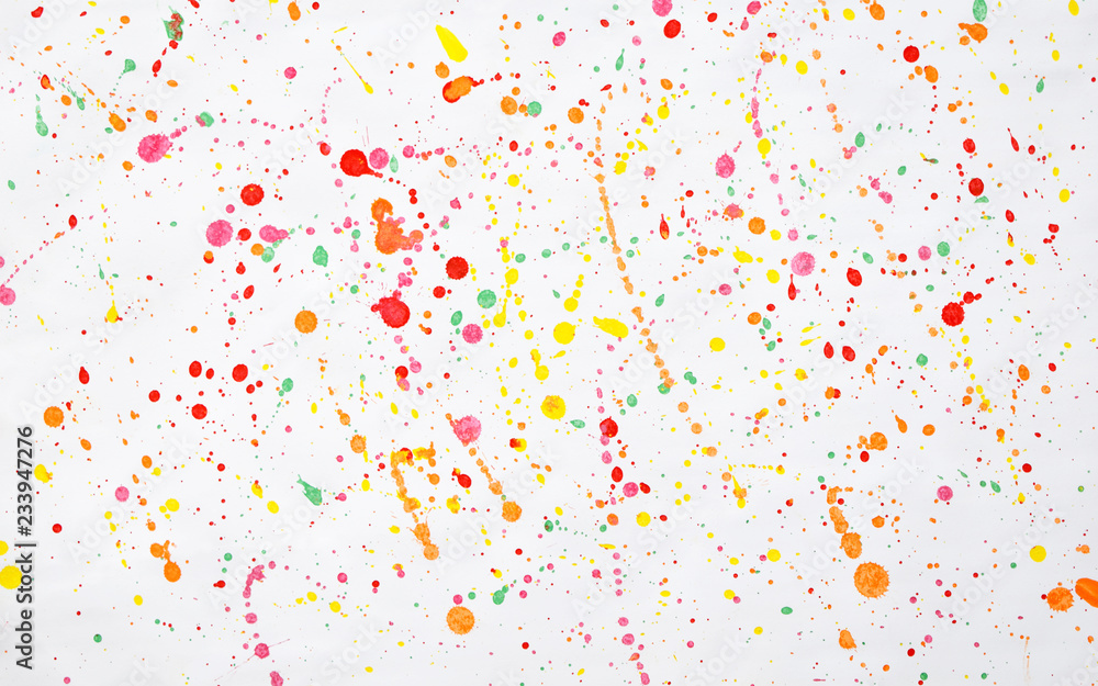 Watercolor splatters. Abstract splatter multicolor on white background