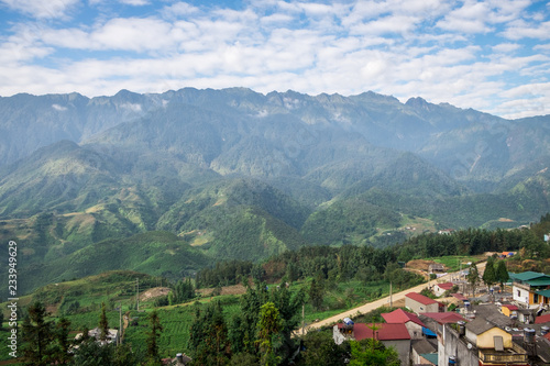 Aerial view of Sapa  Vietnam. Sapa is one of the must-visit locations in the north of Vietnam with its cool weather and the beutiful scenes