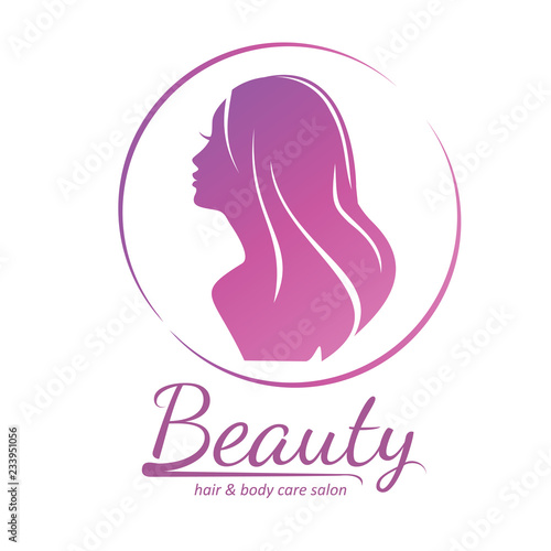 womans hair style stylized sillhouette, beauty salon logo template
