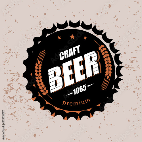 beer cap stylized vector symbol, emblem brewery design logo or emblem template