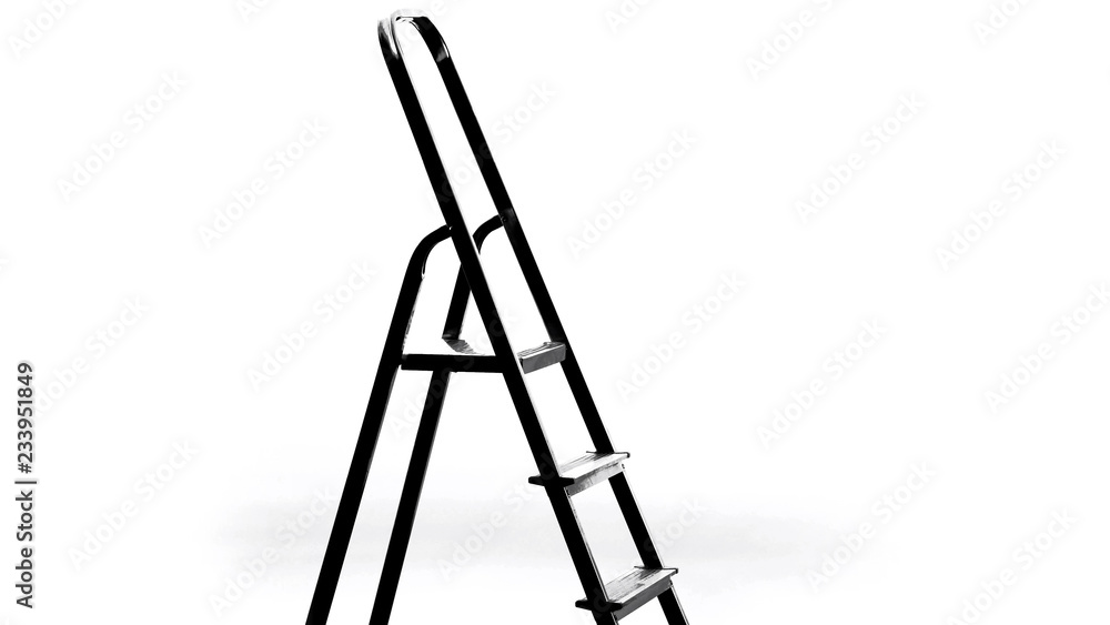 Empty stepladder standing in room, renovation, construction work and apartment Empty stepladder standing in room, renovation, construction work and apartment