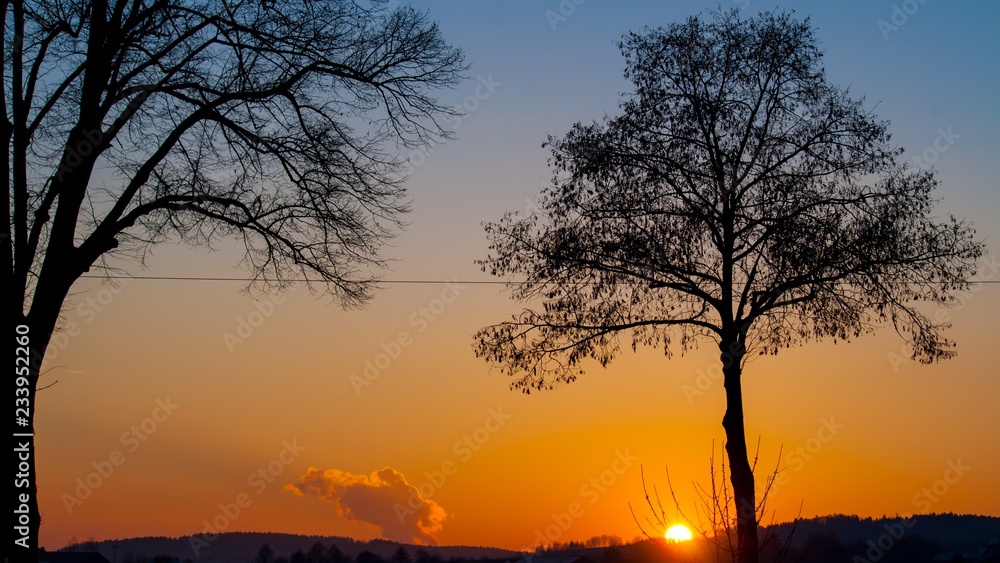 Beautiful sunset near Trieching - Bavaria - Germany