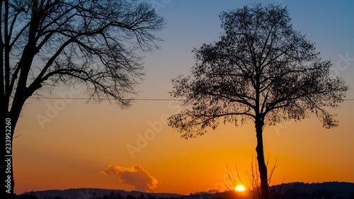 Beautiful sunset near Trieching - Bavaria - Germany