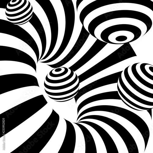 Black and White Abstract stripes optical ilusion background