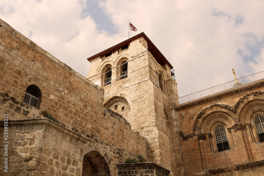 Top view of the church of the Holy Sepulchre in Jerusalem, Israel