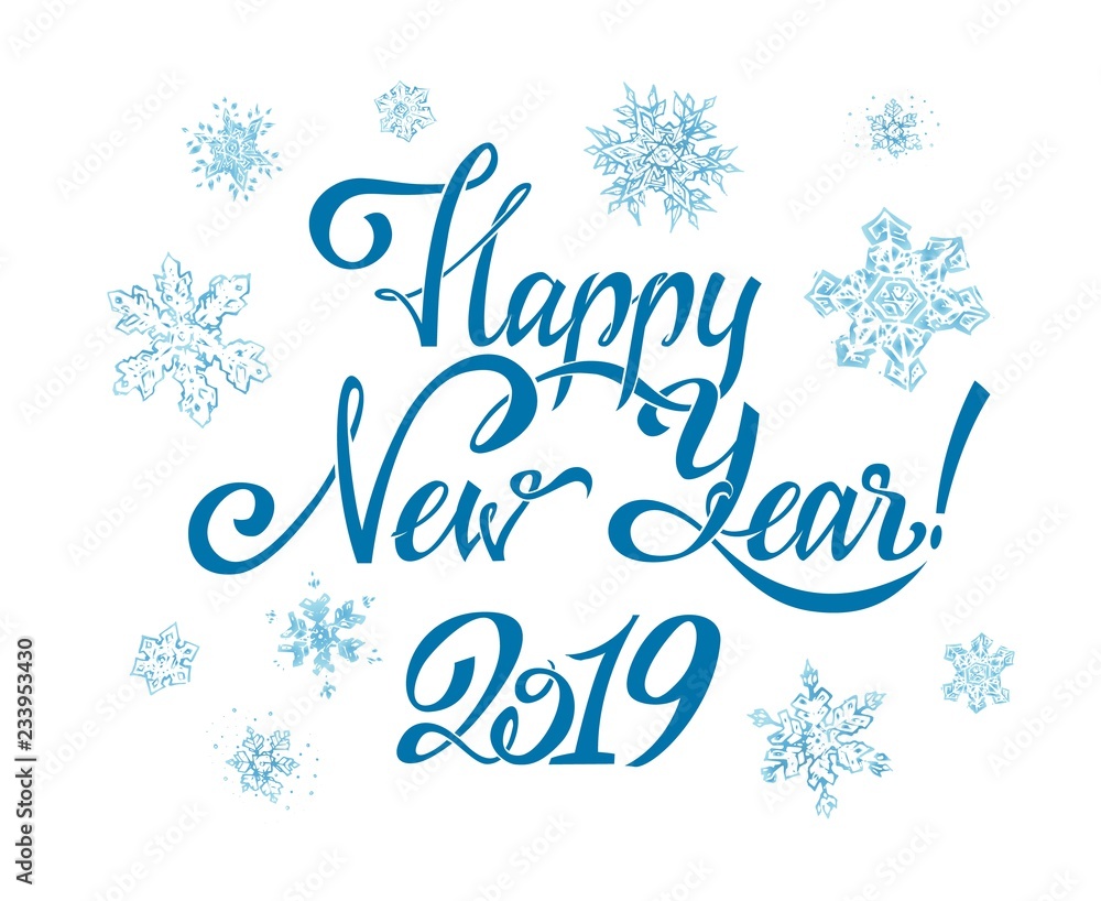 Happy New Year 2019. Vector greeting card design