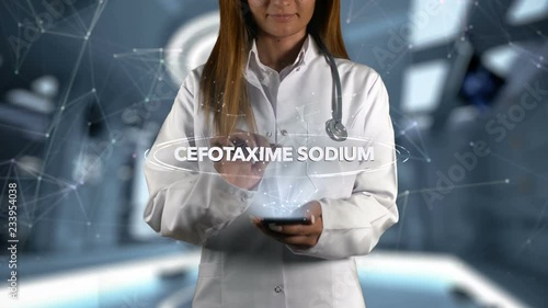 Female Doctor Hologram Medicine Ingrident CEFOTAXIME SODIUM photo