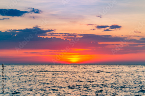 Sunset over ocean skyline  beautiful natural landscape background