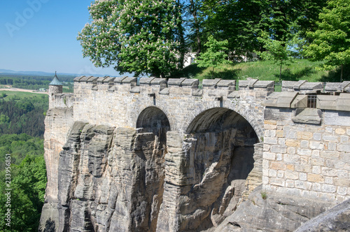 Konigstein Fortress, also called Saxon Bastille in hilltop historical fortress near Dresden in Saxon Switzerland in Germany photo