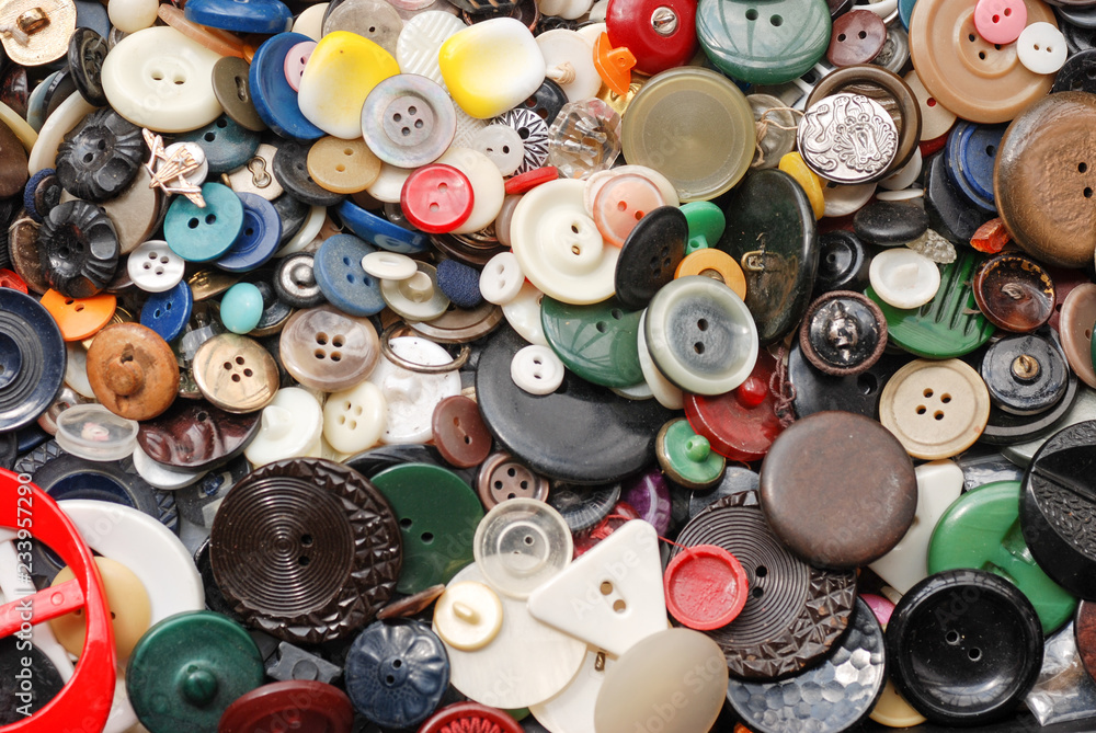 Collection of used, old buttons for handcrafting Collection of used, old buttons for handcrafting