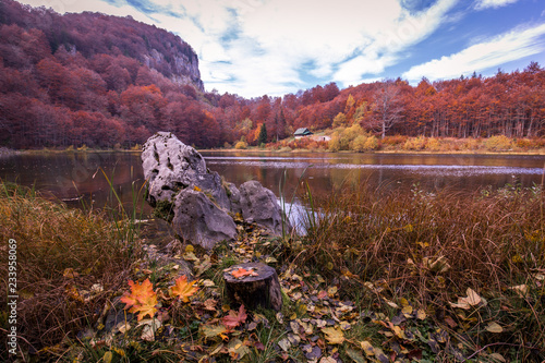 Donje Bare lake at Zelengora mountian in Bosnia photo