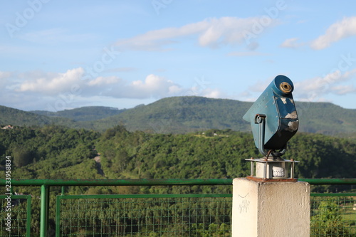 binoculars in the mountains