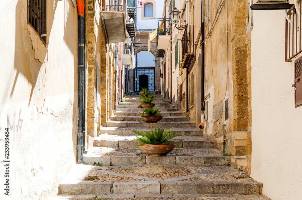 Medieval street in the ancient part of Cefalu