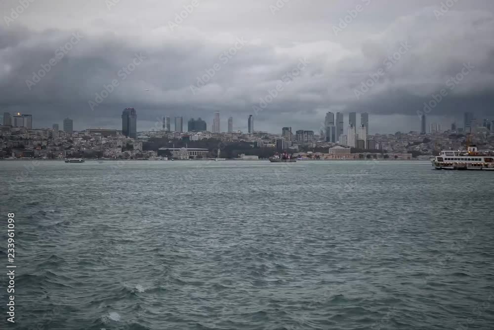 Dreamy Day on Istanbul Bosphorus. Cinematic View of Istanbul. Dreamy Day on Istanbul Bosphorus. Cinematic View of Istanbul.