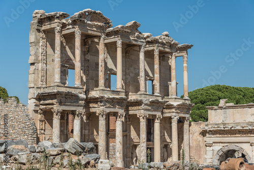 The ruins of the Library of Celsus, Ephesus, Selçuk, Turkey