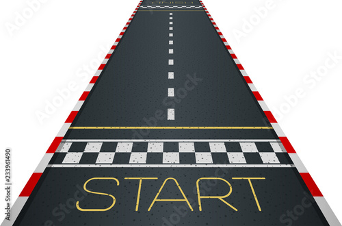Racing asphalt road. Start and finish concept. Vector illustration