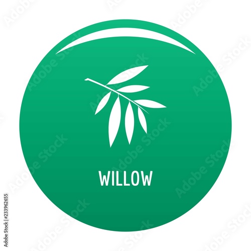 Willow leaf icon. Simple illustration of willow leaf vector icon for any design green