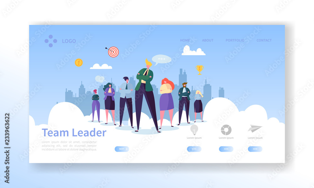 Team Leader Landing Page. Leadership Concept with Flat Business People Characters Website Template. Easy Edit and Customize. Vector illustration Team Leader Landing Page. Leadership Concept with Flat Business People Characters Website Template. Easy Edit and Customize. Vector illustration