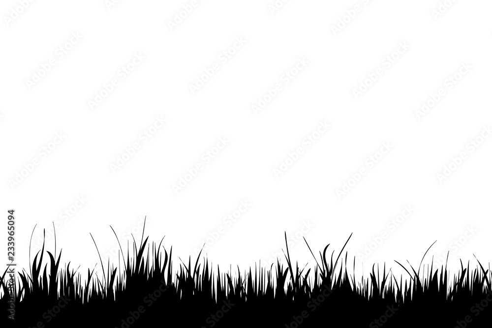 Vector silhouette of grass on white background. Stock Vector | Adobe Stock