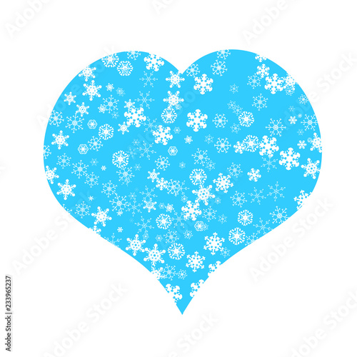 Vector illustration of heart with snowflakes.