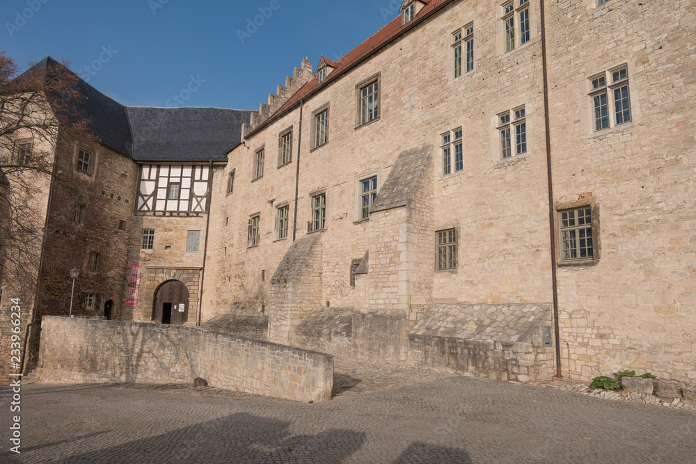 Saxony-Anhalt, Germany, November 2018, main entrance of Neuenburg Castle (Freyburg) 
