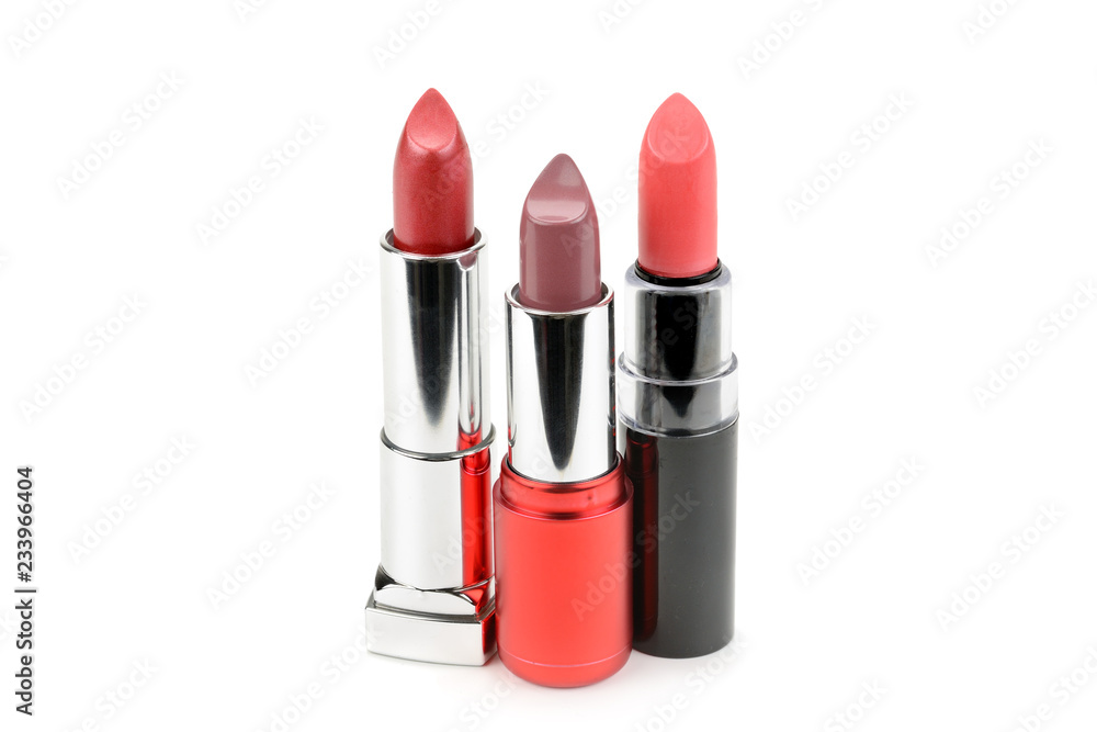 lipsticks isolated on white background.