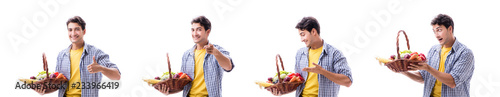 Man with basket of fruits and vegetables