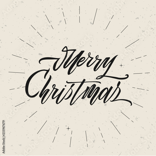 Merry christmas text vector on white background. Lettering for invitation  wedding and greeting card  prints and posters. Hand drawn inscription