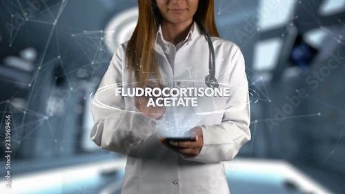 Female Doctor Hologram Medicine Ingrident FLUDROCORTISONE ACETATE photo