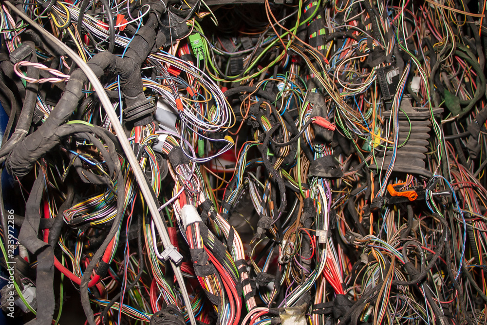 Bunch of old automobile wires and cables. Photos | Adobe Stock
