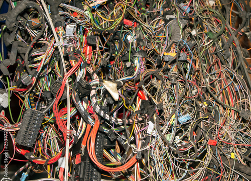 Bunch of old automobile wires and cables.