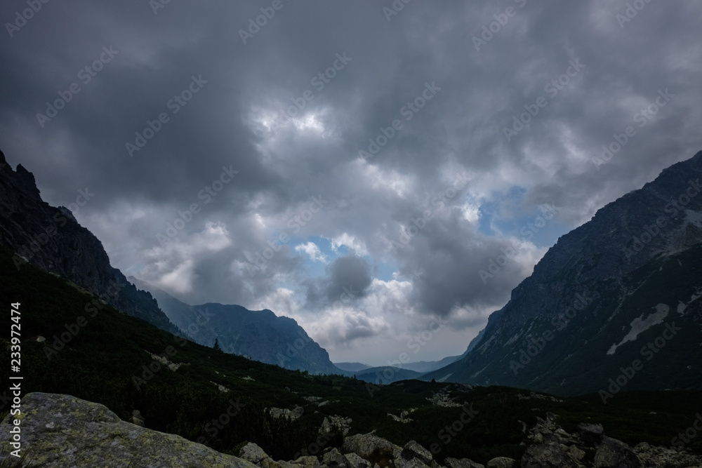western carpathian mountain panorama in clear day