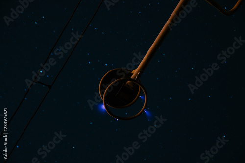 Electrical substation at night on long exposure shot