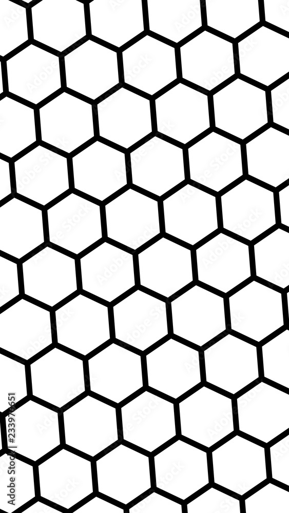 Black honeycomb on a white background. Isometric geometry. Vertical image orientation. 3D illustration Black honeycomb on a white background. Isometric geometry. Vertical image orientation. 3D illustration