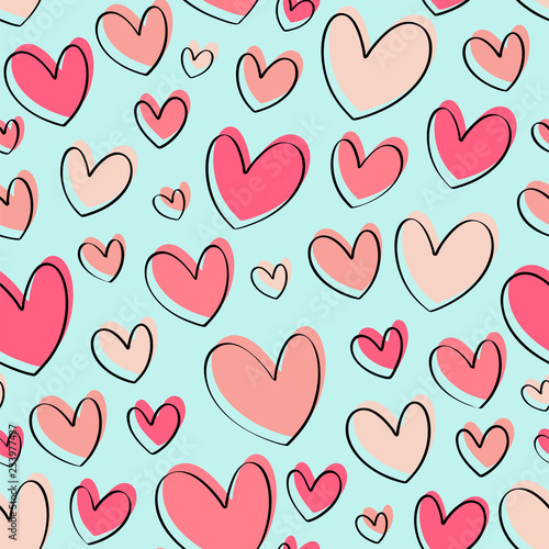 Seamless pattern with hearts. Vector romantic background.