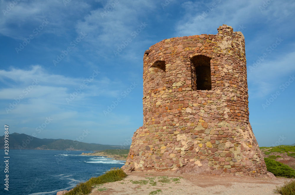 coastal tower at porticciolo, alghero, sardinia, italy