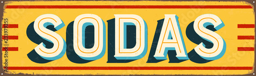 Vintage Style Vector Metal Sign - SODAS - Grunge effects can be easily removed for a brand new, clean design