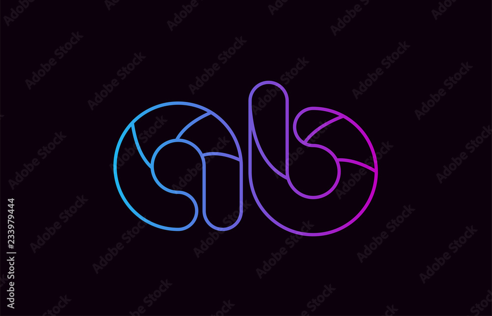 Fototapeta premium alphabet letter combination ab a b logo company icon design in blue and pink