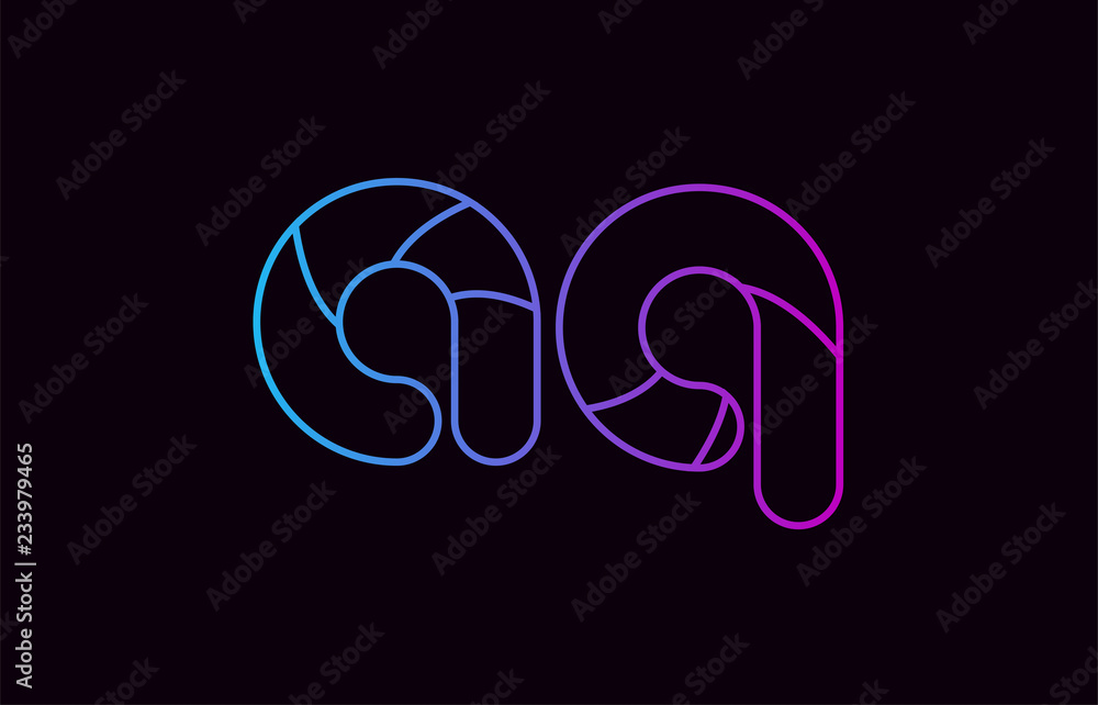 Fototapeta premium alphabet letter combination aq a q logo company icon design in blue and pink