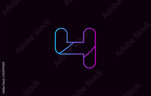 number 4 logo company icon design in blue and pink