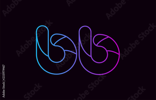 alphabet letter combination bb b b logo company icon design in blue and pink