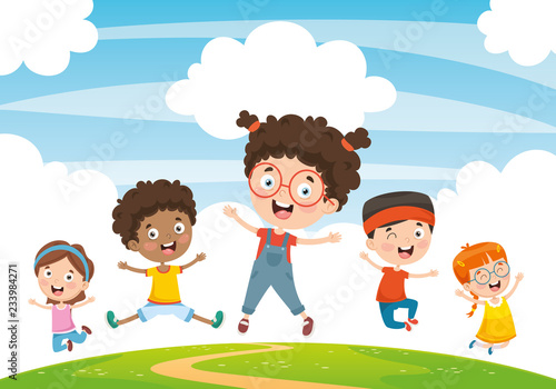 Vector Illustration Of Children Playing